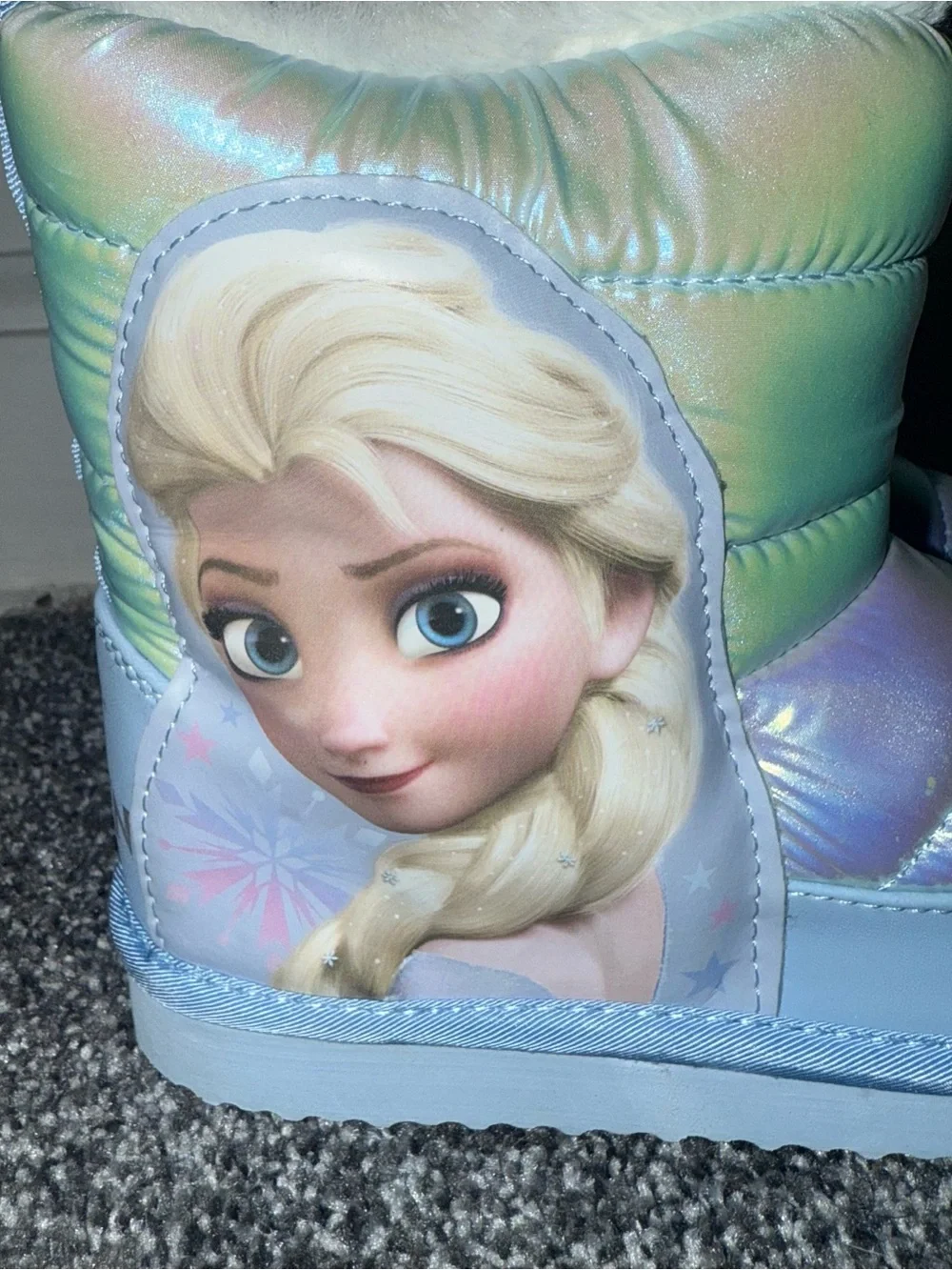 H&M Iridescent Light Blue Kids Winter Boots with Plush Collar
